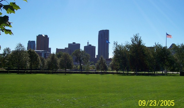 St. Paul, Minnesota as viewed from the Minneapolis Sculpture Garden 