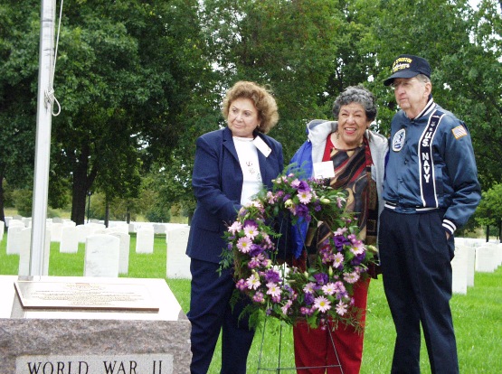 Pat Edgar, Lola Vega and Jim Marlatt during Memorial Service at Fort Snelling Cemetery