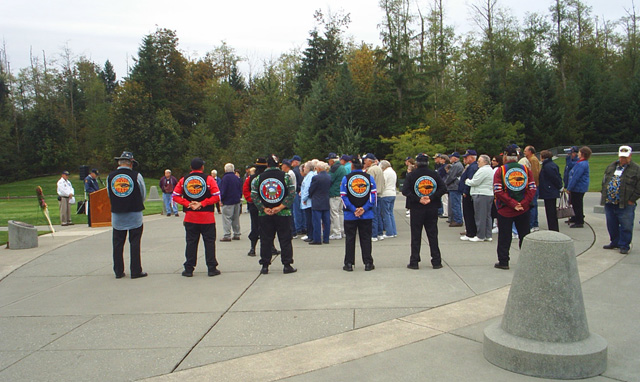 Native American Honor Guard at USS Sproston Reunion Group Memorial Service - Tahoma National Cemetery