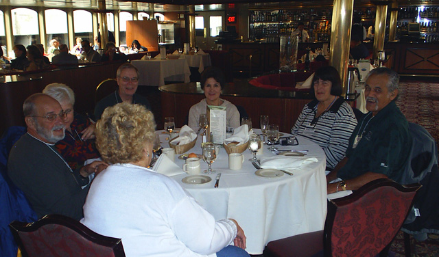 Tom & Linda Johnson, Patricia & Robert Medeiros (4-7th from L) and others aboard the Royal Argosy - Seattle, Washington
