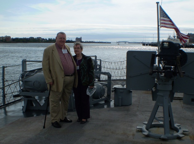 Gus and Cathy Carroll aboard the USS Cassin Young (DD-793)