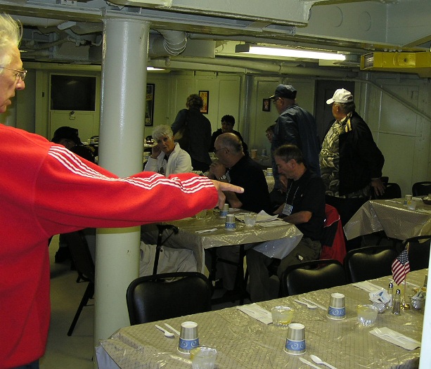 Lunch in the wardroom of the USS Massachusetts (BB-59)
