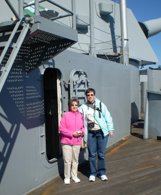 Nancy Roff & Kelly Lewing aboard the USS Massachusetts (BB-59)