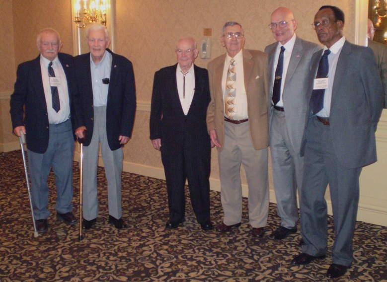 World War II shipmates - Ray Minko, Tom Rorrie, James Bennett, John Geiger, Gil Dormandy and Henry Johnson
