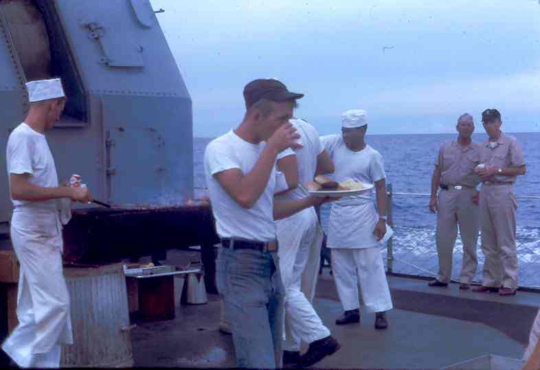 BBQ aboard the USS Sproston off of Vietnam. Our CO was CDR Scudder - 1967