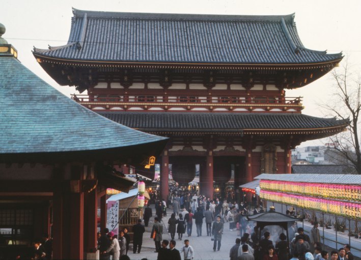 Senso-ji Temple Gate in Asakusa, Tokyo - April 1966