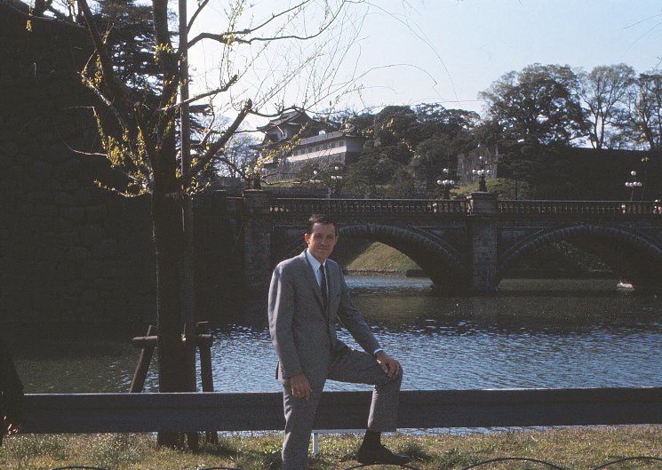 Lou Hettel outside the Japanese Imperial Palace, Tokyo - April 1966