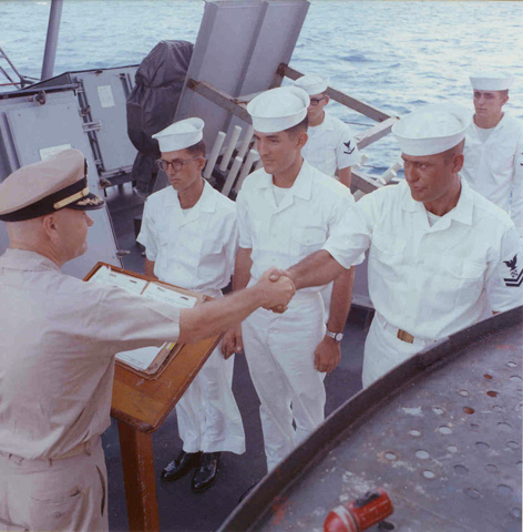 USS Sproston Sailors of the Month & Commander Hoffman