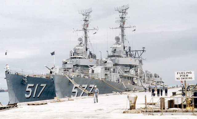 USS Walker (DD 517) and USS Sproston (DD 577) at Midway