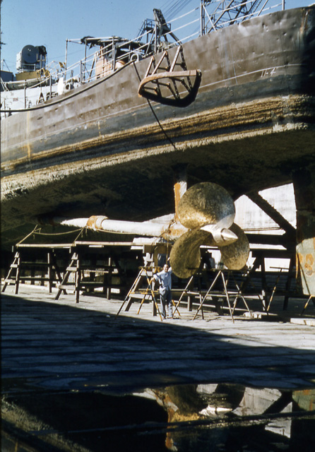 USS Sproston (DD 577) in Dry Dock - Yokosuka, Japan - 1957