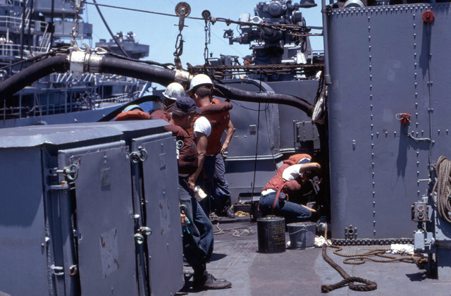 Aft refueling station - USS Sproston 1967