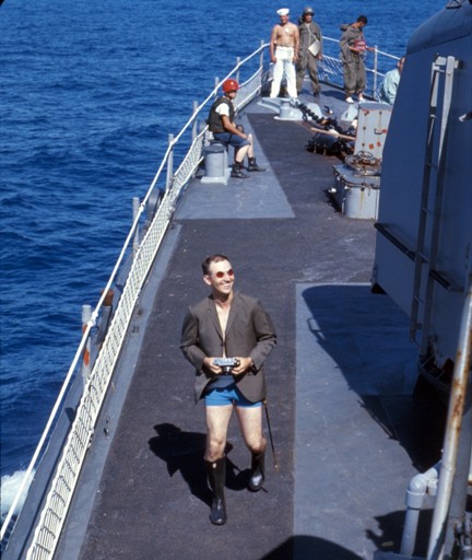 LTjg Niemeyer crossing the equator - USS Sproston 1967