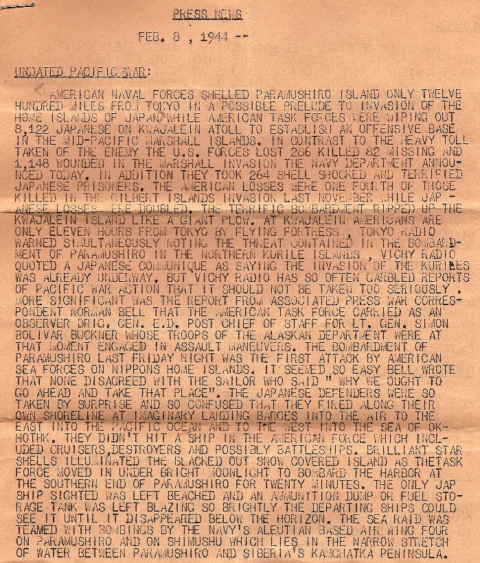 Press News - February 8, 1944