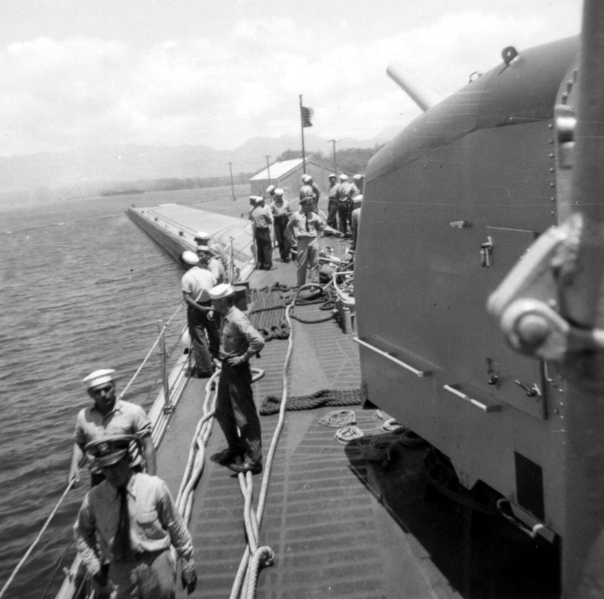 USS Sproston striking pier