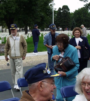 Lawson Brown and Betty and Martin Orgavan and Pat Edgar at Fort Snelling Cemetery