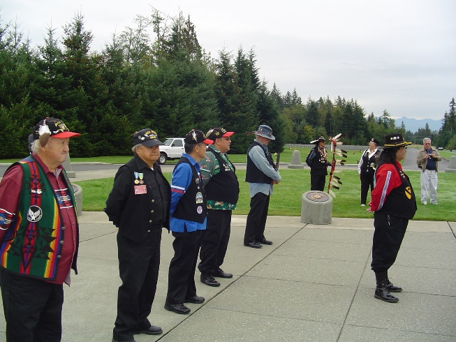 Native American Honor Guards at the Memorial Service - Tahoma National Cemetary