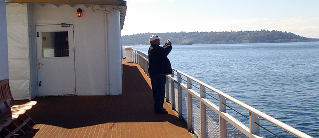 Bobby Nazarenus photographing the sites from the Royal Argosy - Seattle, Washington