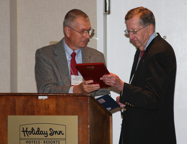 Ken Landry presenting President Jim Marlatt the Shipmate of the Year award - Seattle, Washington