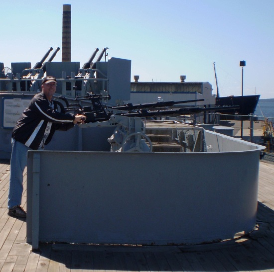 Mike Vrabel aboard the USS Massachusetts (BB-59)