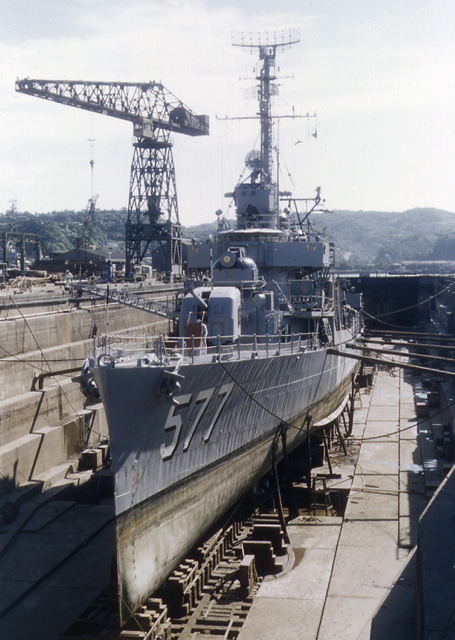 USS Sproston (DD 577) in Dry Dock - Yokosuka, Japan - 1957