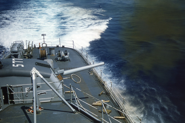 Mt 52 firing - USS Sproston (DD 577) - 1958