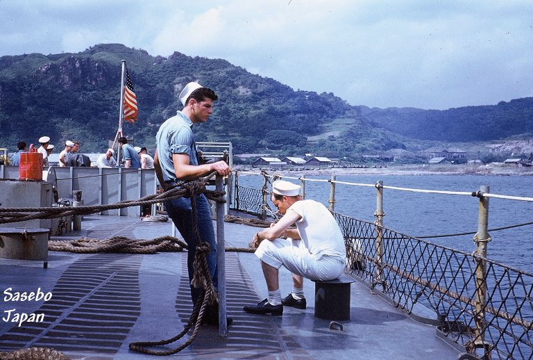 Sailors on the fantail _ USS Sproston