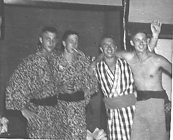 Gary Bridges, M.J. Downs, H.L. (Hound Dog) Jarrell and Len Doran - Japan 1955