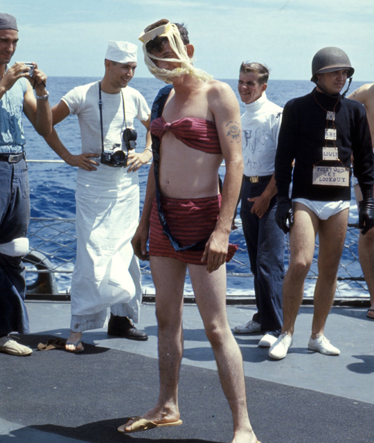 FA J. Bynum crossing the equator - USS Sproston 1967