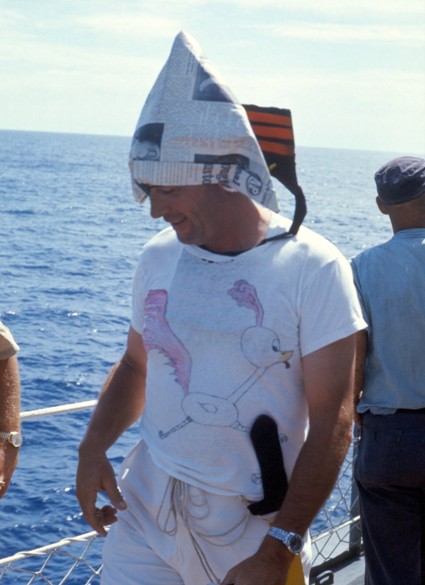 CO Scudder crossing the equator - USS Sproston 1967
