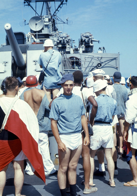 SM3 Dean Dussell crossing the equator - USS Sproston 1967
