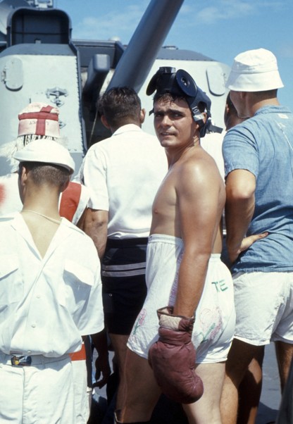 QM2 Gerger crossing the equator - USS Sproston 1967