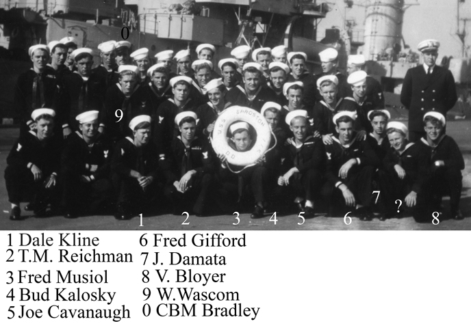 USS Sproston Plank Owners - 1945